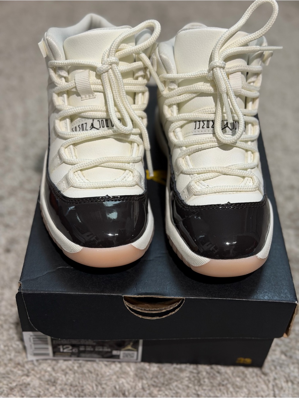 Kids Cream and Black High-Top Sneakers